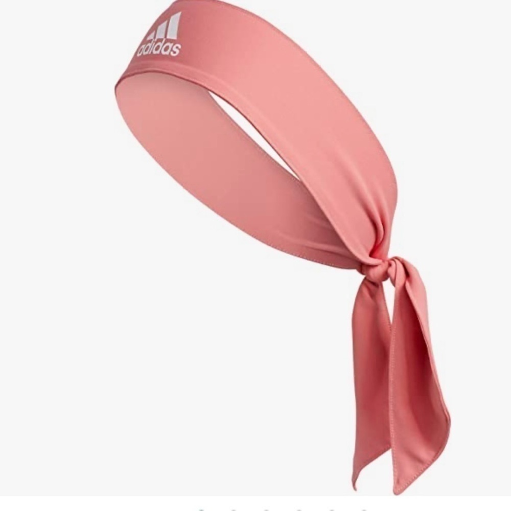 Adidas Alphaskin Tie Headband, Hazy Rose/White, One Size-NWT-Factory Sealed